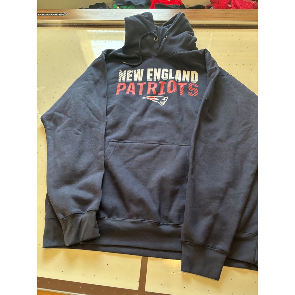 Fanatics New England Patriots Hoodie Mens XL Navy Blue NFL Pullover Sweatshirt